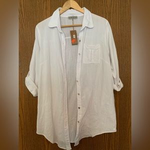 100 percent cotton shirt/swim coverup NWT size L
